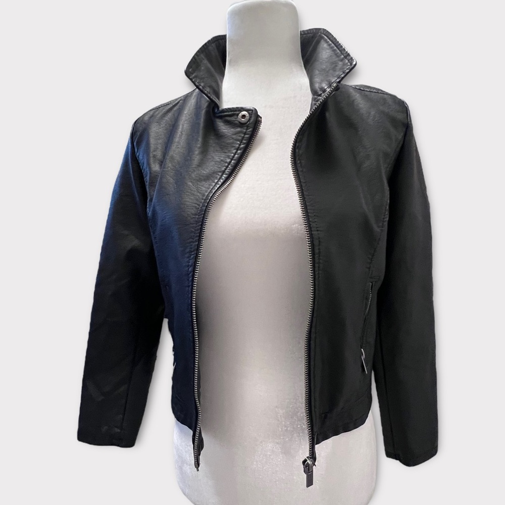 IVY & MAIN Faux Leather Black  Women's Moto Jacket Size Small